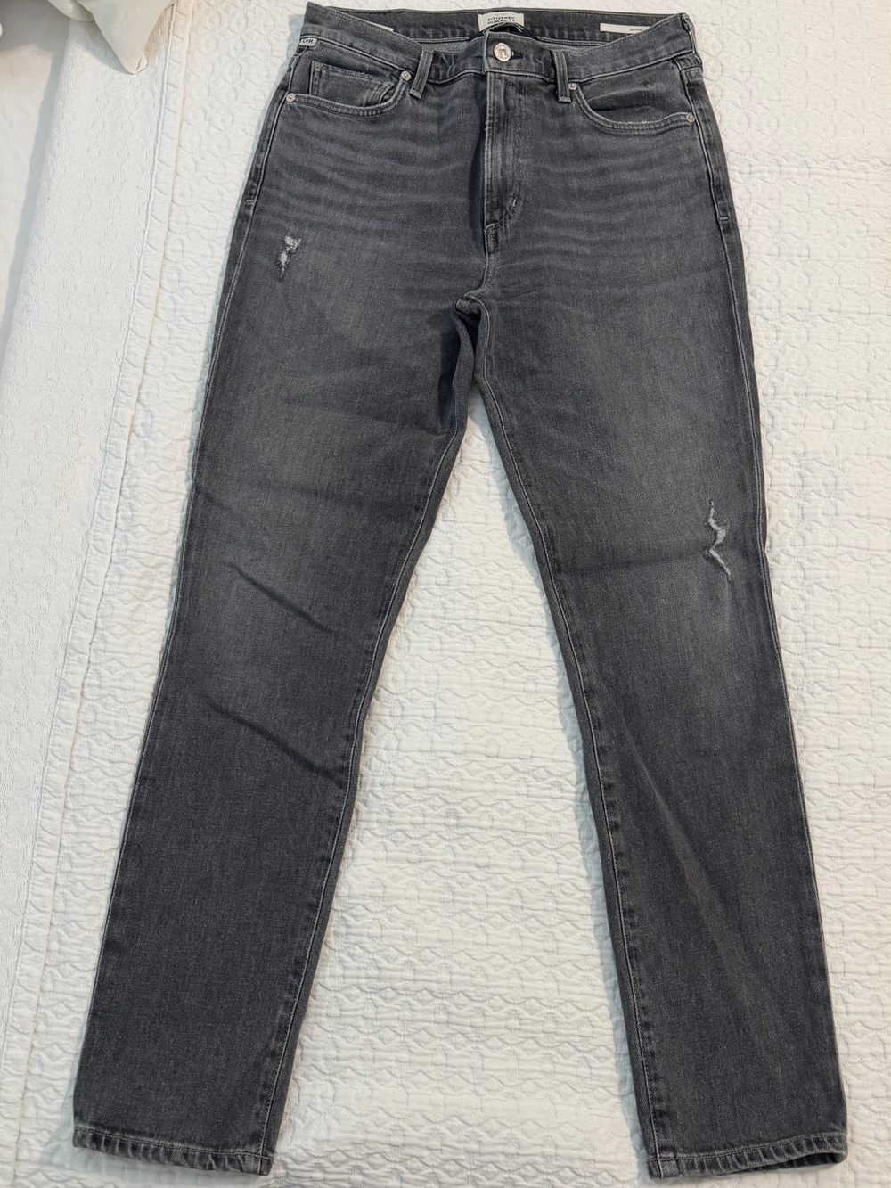 Women’s Slim Straight Black Gray Washed Jeans